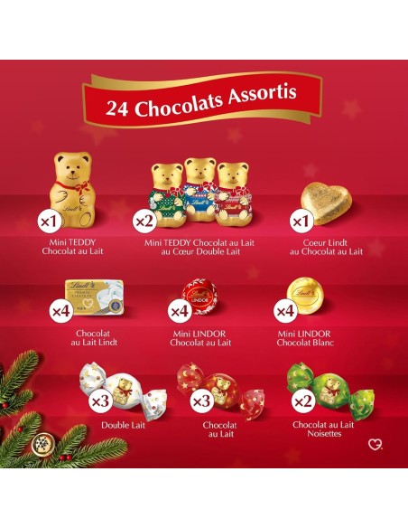 Calendrier de l'avent 2025 Lindt Ours - 24 Chocolats