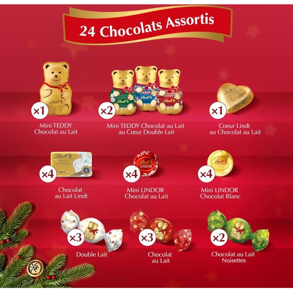 Calendrier de l'avent 2025 Lindt Ours - 24 Chocolats