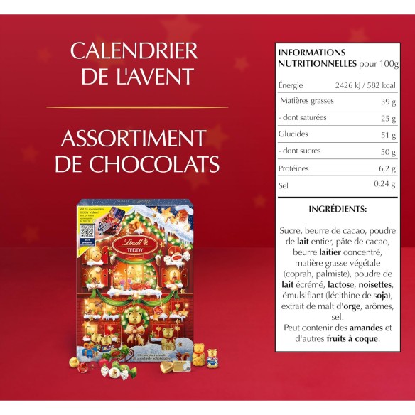 Calendrier de l'avent 2025 Lindt Ours - 24 Chocolats