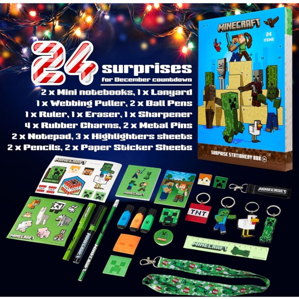 Calendrier de l'avent 2025 Minecraft Papeterie - Enfant