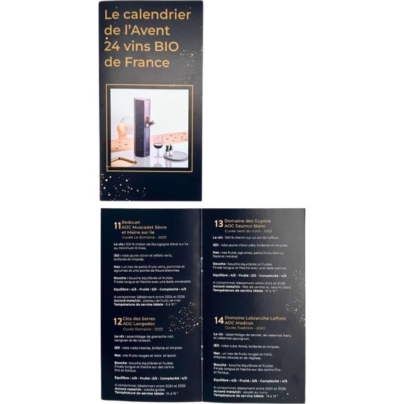 Calendrier de l'avent 2025 Vin Bio - Vins Rouge; Blanc; Rosé