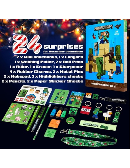 Calendrier de l'avent 2025 Minecraft Papeterie - Enfant
